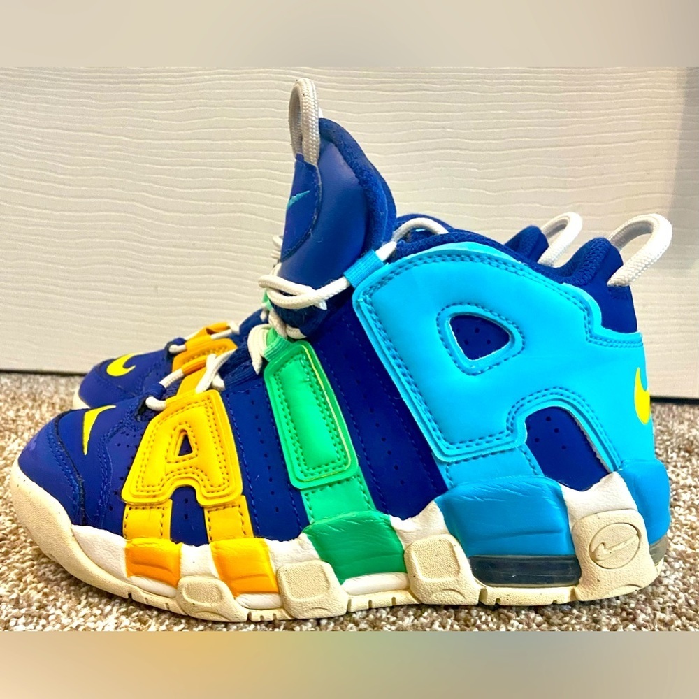 Size 2.5Y Nike Air More Uptempo BG FJ0693 455 Kaleidoscope Deep Royal Blue